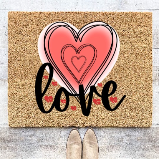 Love Hearts Valentine's Day Coir Doormats