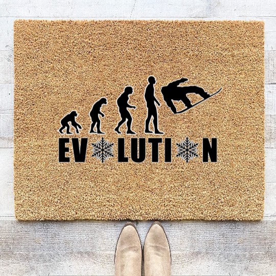 Evolution of Humanity Snowflake Design Coir Doormats