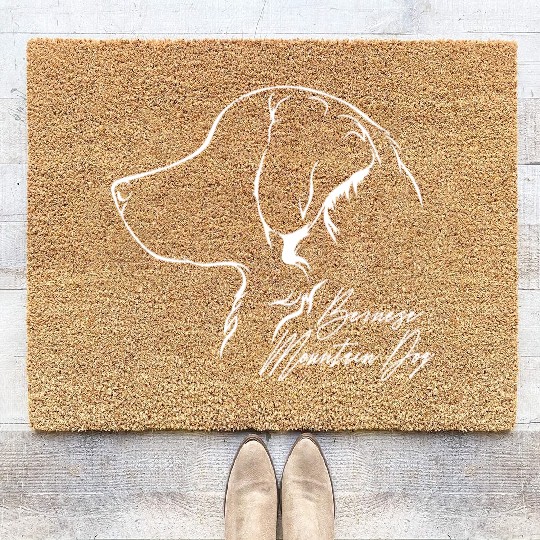 Funny Bernese Mountain Dog Profile dog mom Coir Doormats