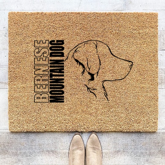 Funny Bernese Mountain Dog Profile dog mom Coir Doormats