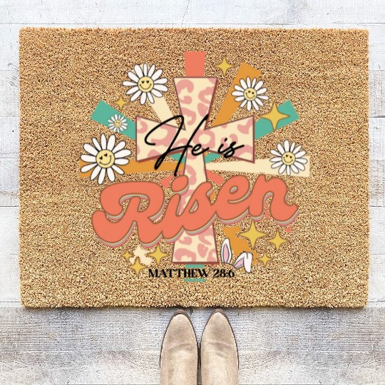 He is risen Mathew 28:06 Coir Doormats