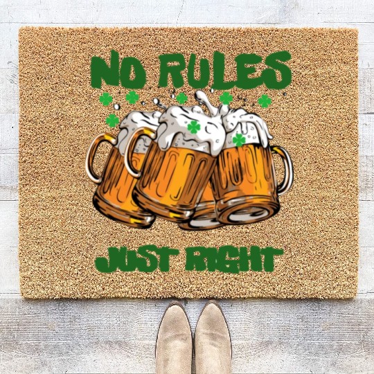 st paddy funny day, green beer Irish day Coir Doormats