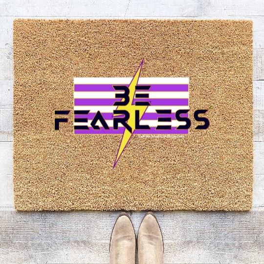 Be Fearless Flag w/Bolt (white text) Coir Doormats