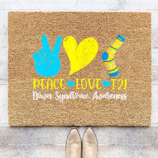 Hand Print Socks World Down Syndrome Awareness Day Coir Doormats
