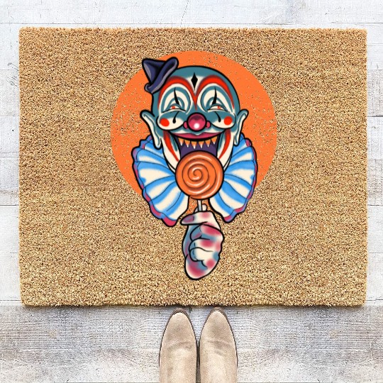 Horror Candy Corn Clown Coir Doormats