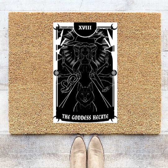 Anime Tarot Card Goddess Hecate Occult Gothic Witc Coir Doormats