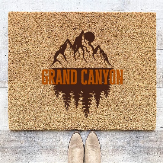 grand canyon retro mountain Coir Doormats