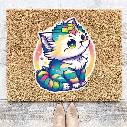 Cute Chibi Kitten Coir Doormats
