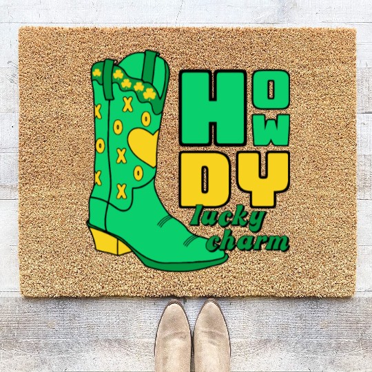 Howdy Lucky Charm St Patrick Day Apparel Coir Doormats