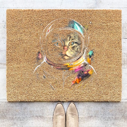 Space Cat on Galaxy Cat Lover Coir Doormats