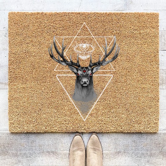 Witch Eye Evil Deer Pentagram Satanic Witchcraft Coir Doormats