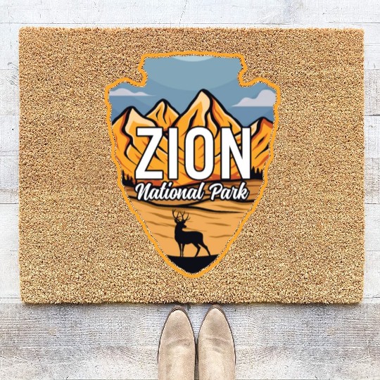 Zion US National Park Arrowhead Deer Mountains Coir Doormats