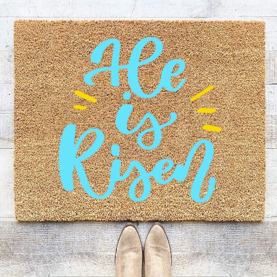 He Is Risen Religious Easter Coir Doormats