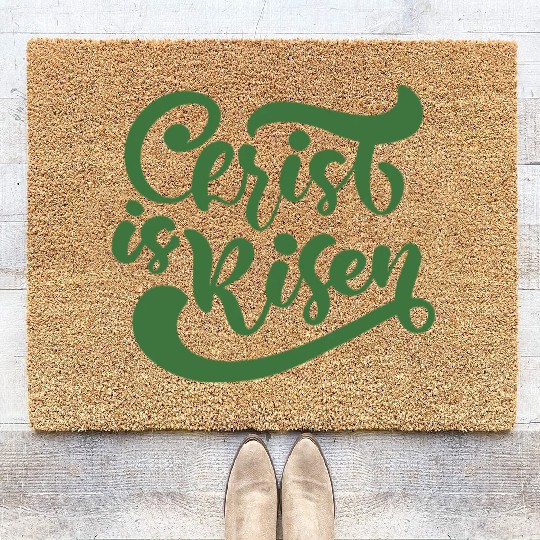 He Is Risen Religious Easter Coir Doormats