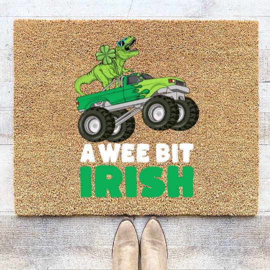 St Patricks Day A Wee Bit Irish T-Rex Truck Coir Doormats