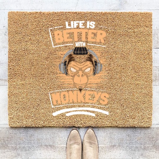 Ape Chimpanzee Colorful Children Coir Doormats