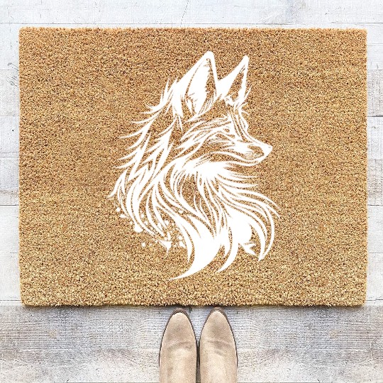 Little Cunning Fox Portrait Tattoo Ink Coir Doormats