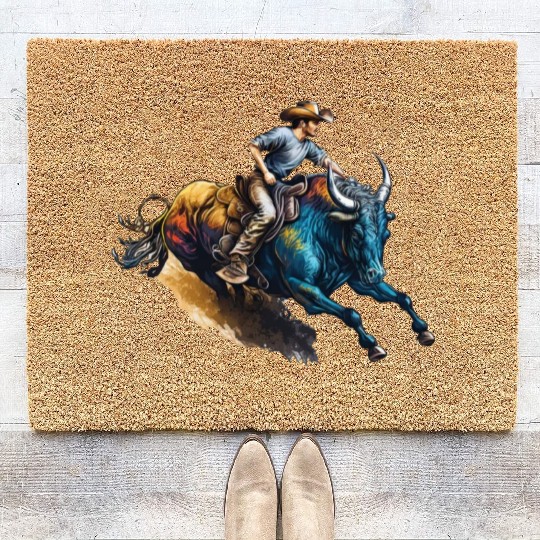 bull cowboy 3 Coir Doormats