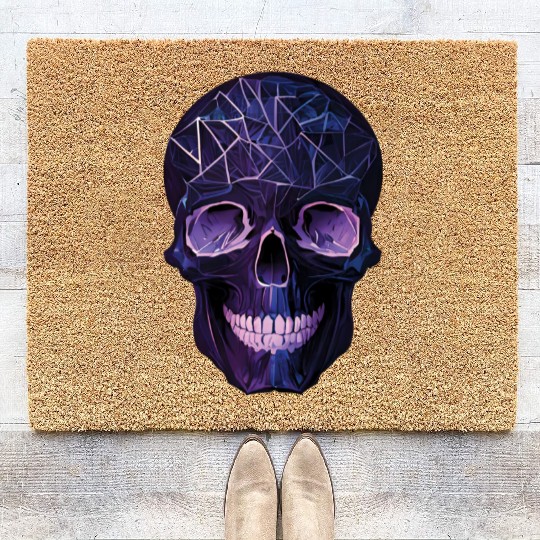 Purple Violet Geometric Design Skull Coir Doormats