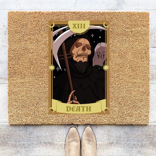 Anime Tarot Card Death Grim Reaper Occult Gothic W Coir Doormats