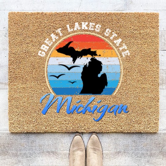 Michigan The Great Lakes State Coir Doormats