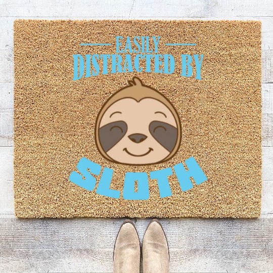 Easily Distracted by Sloth lazy Coir Doormats