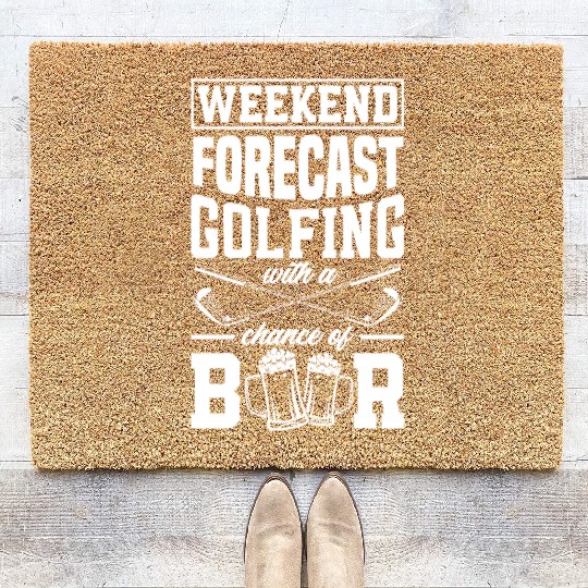 Golf Weekend Beer Drinking Golf Playing Coir Doormats