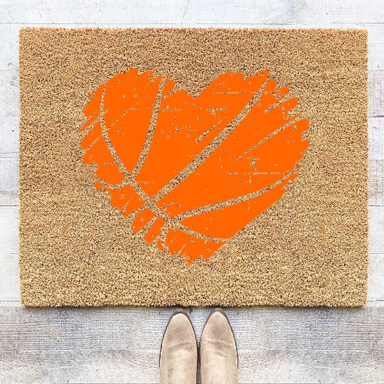 I Love Basketball with Heart Shape Coir Doormats