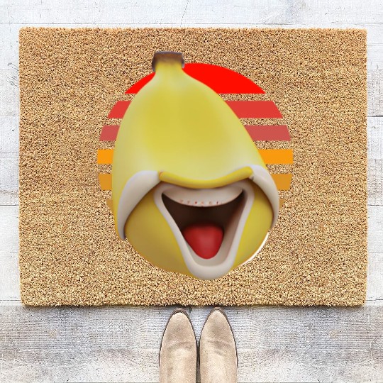 Funny banana at sunset Coir Doormats