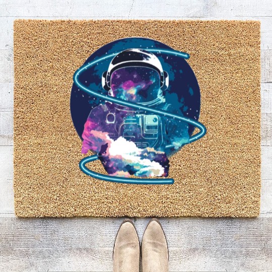 Galaxy Astronaut Full Moon Astronomy Space Science Coir Doormats