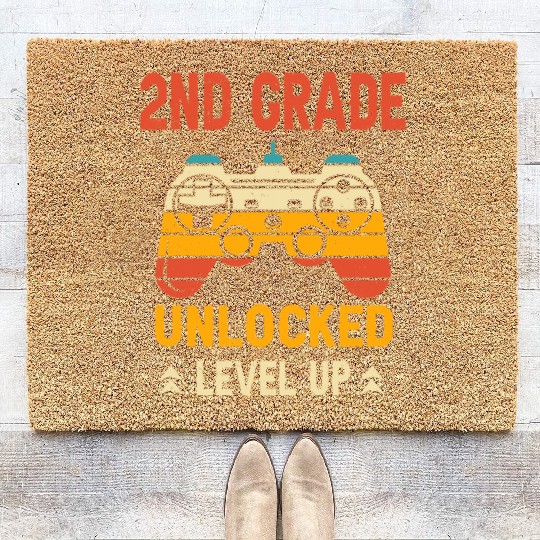 2nd Grade Unlocked Level Up Video Gamer Back Coir Doormats