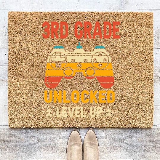 3rd Grade Unlocked Level Up Video Gamer Coir Doormats