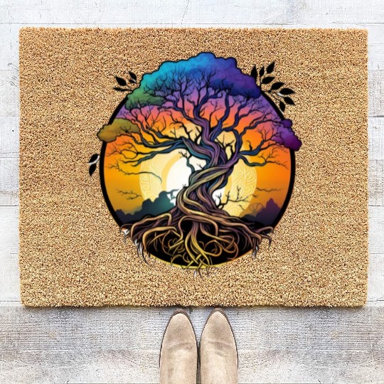 beautiful fantasy tree Coir Doormats