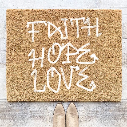 Faith, hope, love Coir Doormats