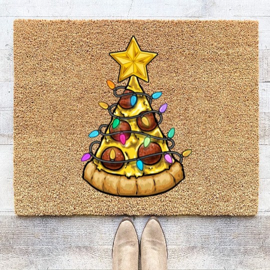 Christmas Pizza Christmas Light Coir Doormats