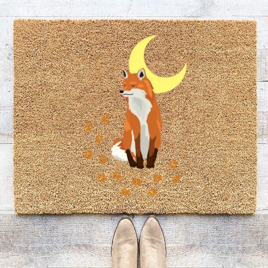 Fox & Paw Under A Moon Coir Doormats Gifts For Fox Lover