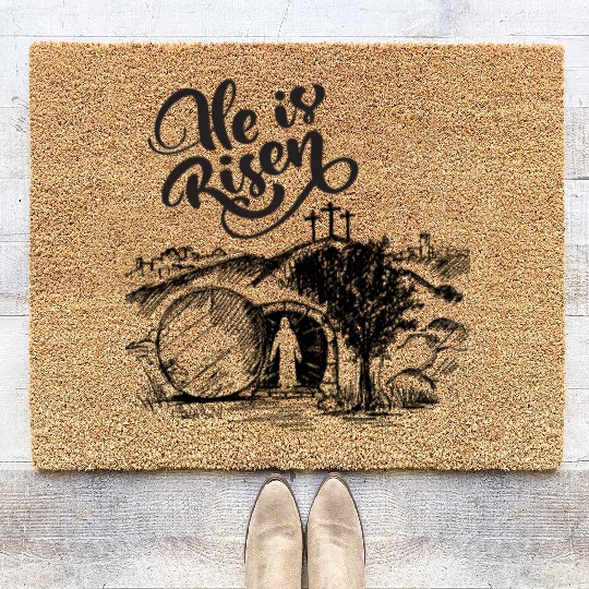 He Is Risen - Black Drawing HD Coir Doormats