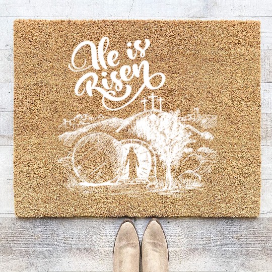 He Is Risen - White Drawing HD Coir Doormats