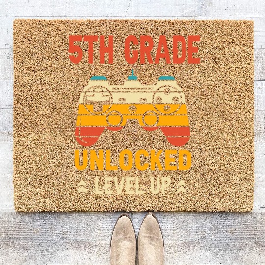 5th Grade Unlocked Level Up Video Gamer Coir Doormats