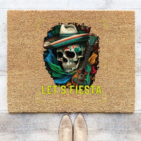 Let's Fiesta Cinco De Mayo Mexican Pride Mexico Coir Doormats