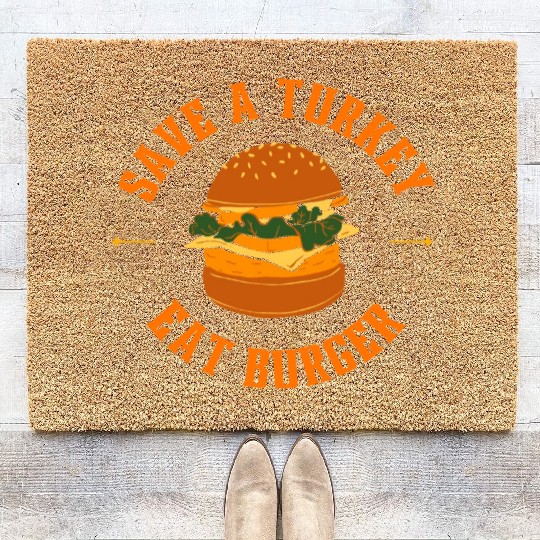 Save A Turkey Eat Burger Coir Doormats