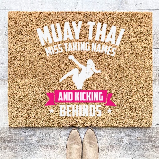 International Women's Day Muay Thai Girl Power Coir Doormats