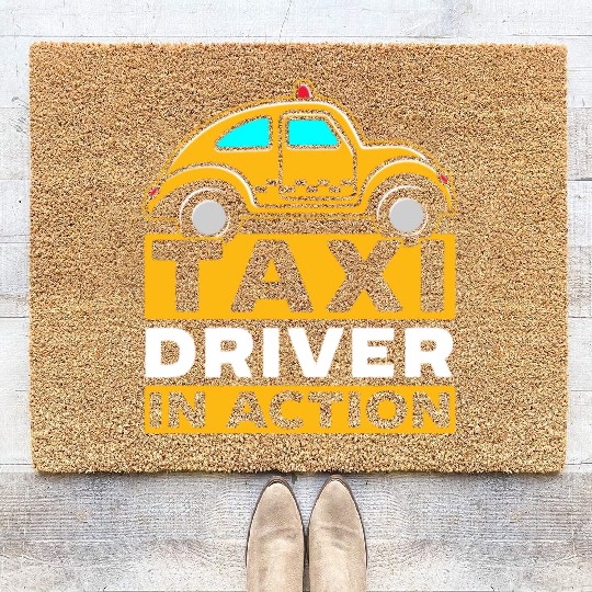 Taxi Driver In Action Taxicab Cab Driver Cabbie Coir Doormats
