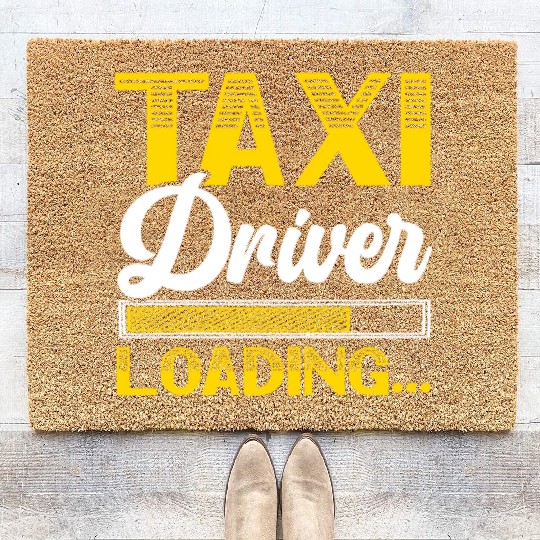 Taxi Driver Loading Taxicab Cab Driver Cabbie Coir Doormats