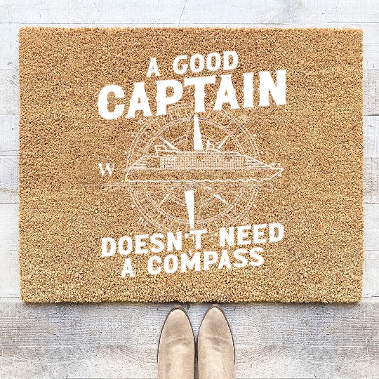 Ship captain good captain doesnt need compass boat Coir Doormats