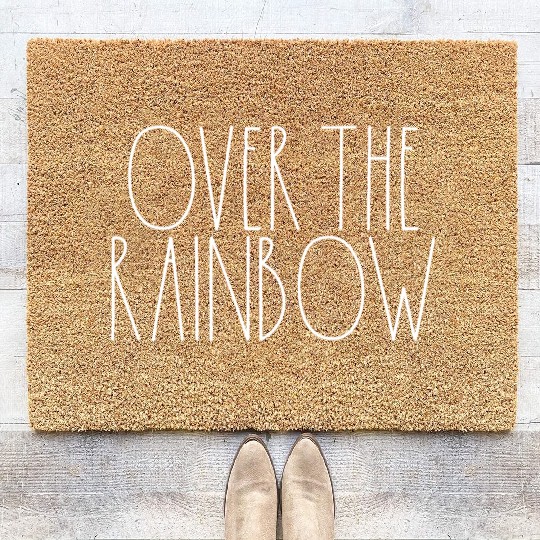 Over the Rainbow White Rae Dunn Inspired Decor Coir Doormats