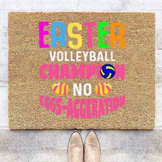 Easter Volleyball Bunny Holiday Rabbit Sport Coir Doormats