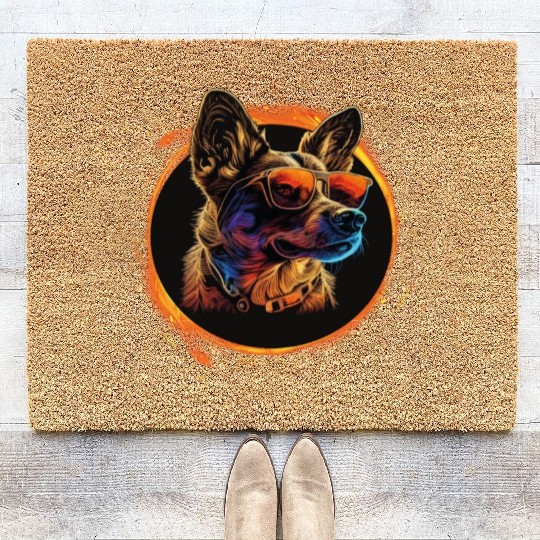 German Shepherd-neon dog Coir Doormats