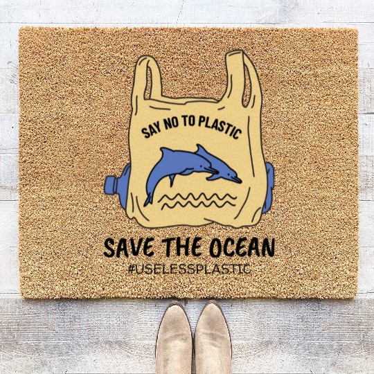 Save The Ocean Dolphins Save The Earth Environment Coir Doormats