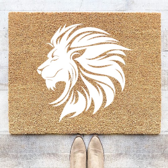 Mighty Lion Head Mane Cool Tattoo Style Coir Doormats